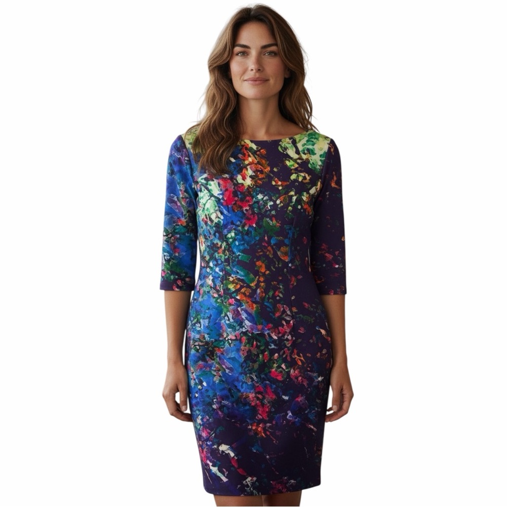 Rickie Freeman for Teri Jon Woman’s Scuba  Floral Sheath Dress – Size 8